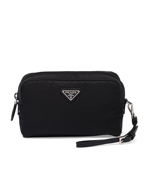 makeup bag black prada 5inch x 3 inch canvas|Prada nylon pouch bag.